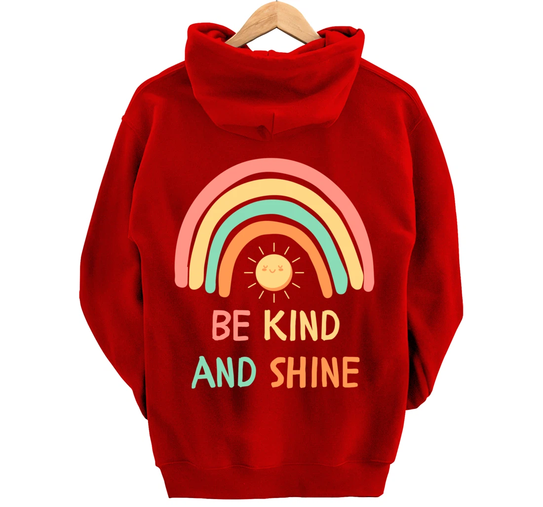 Be Kind Inspirational Rainbow Graphic Sunshine Kindness Pullover Hoodie