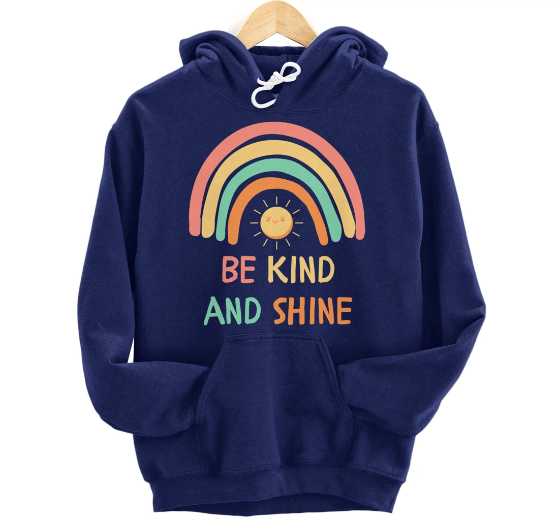 Be Kind Inspirational Rainbow Graphic Sunshine Kindness Pullover Hoodie