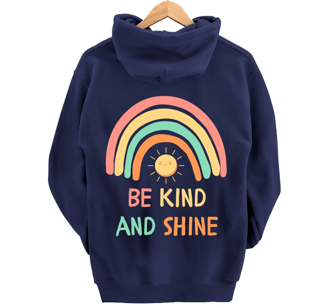 Be Kind Inspirational Rainbow Graphic Sunshine Kindness Pullover Hoodie