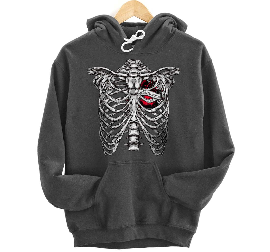 Rock and Roll to the core Saying Rocker Motif Pullover Hoodie