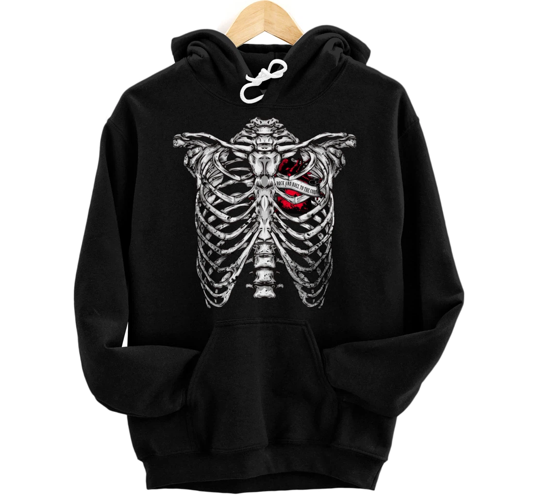 Rock and Roll to the core Saying Rocker Motif Pullover Hoodie