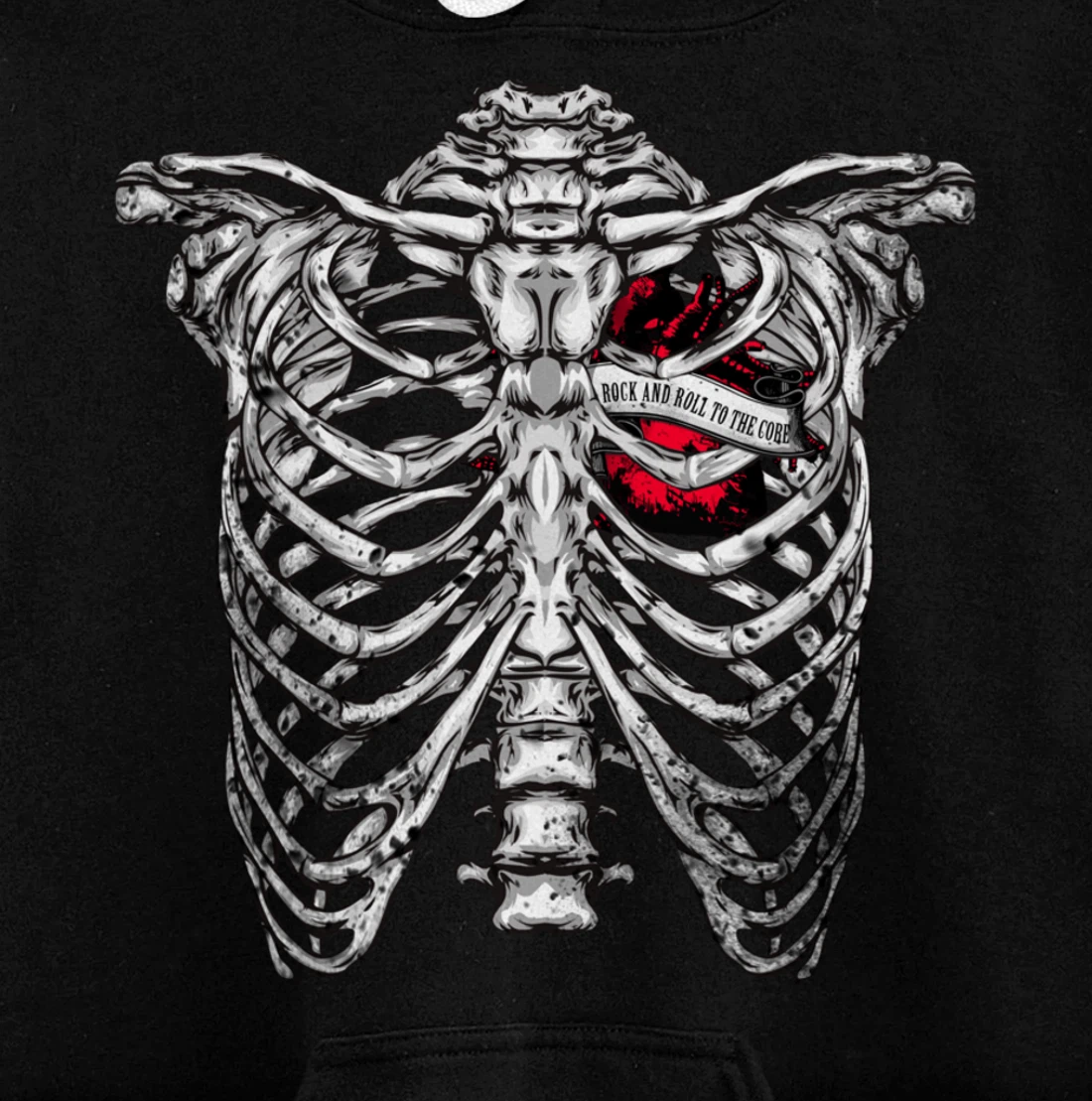 Rock and Roll to the core Saying Rocker Motif Pullover Hoodie