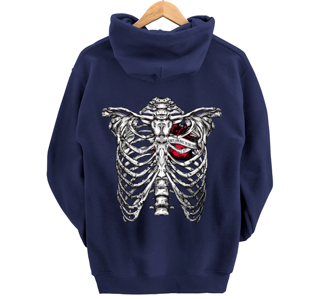 Rock and Roll to the core Saying Rocker Motif Pullover Hoodie