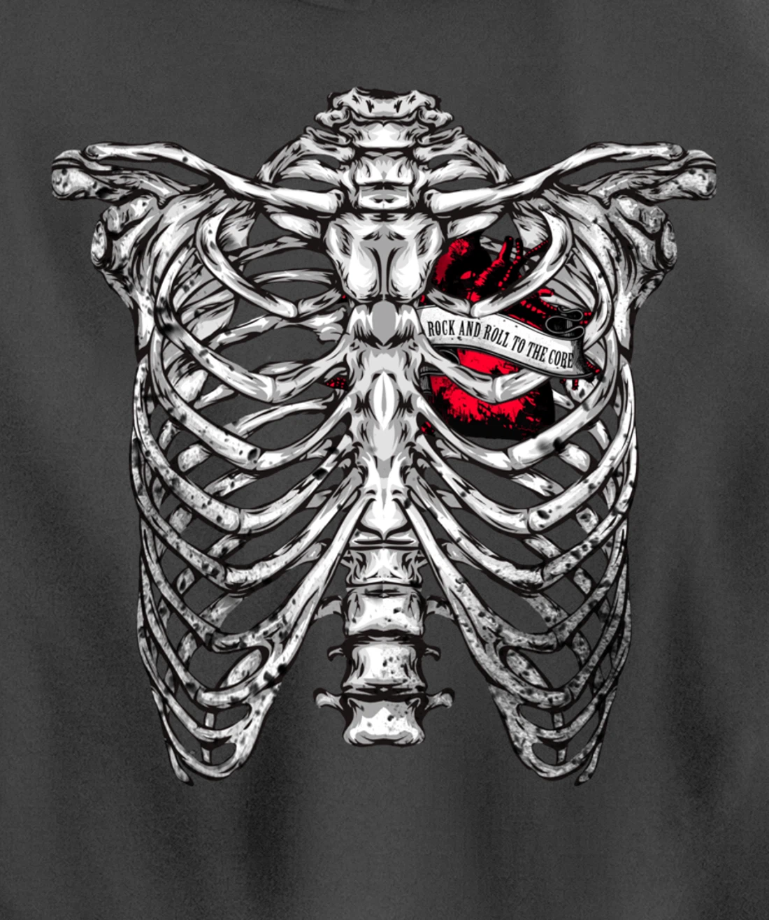 Rock and Roll to the core Saying Rocker Motif Pullover Hoodie