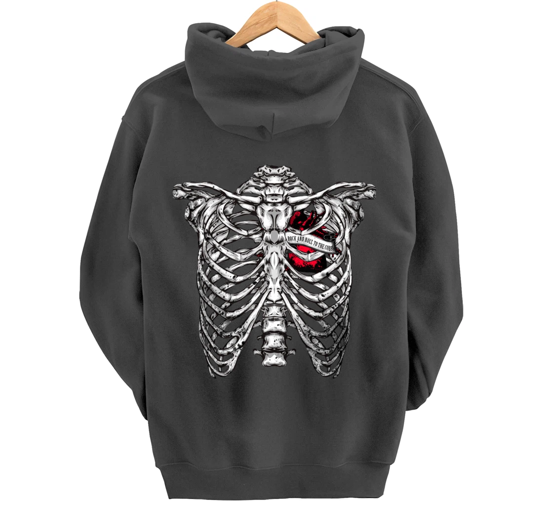 Rock and Roll to the core Saying Rocker Motif Pullover Hoodie