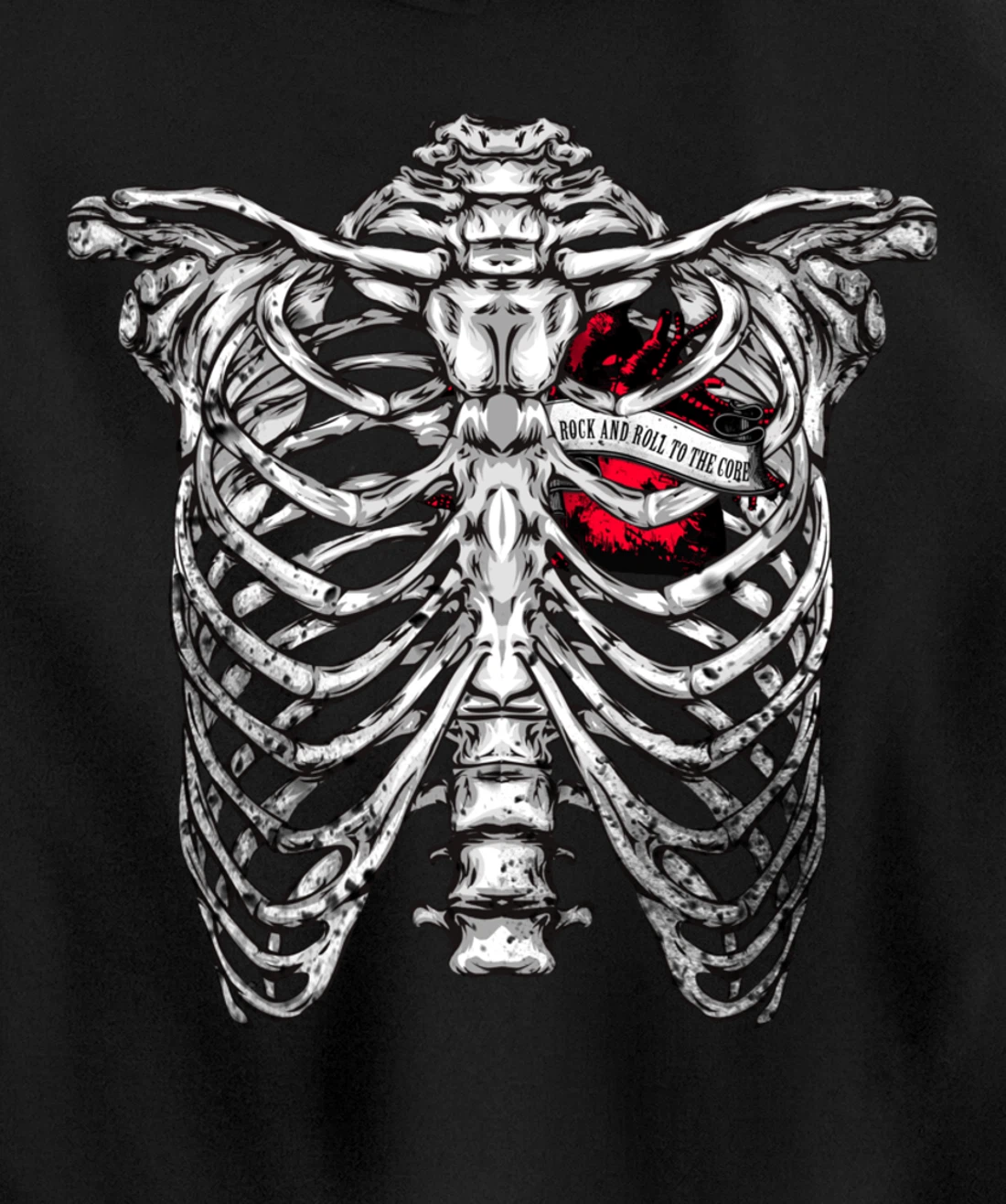 Rock and Roll to the core Saying Rocker Motif Pullover Hoodie