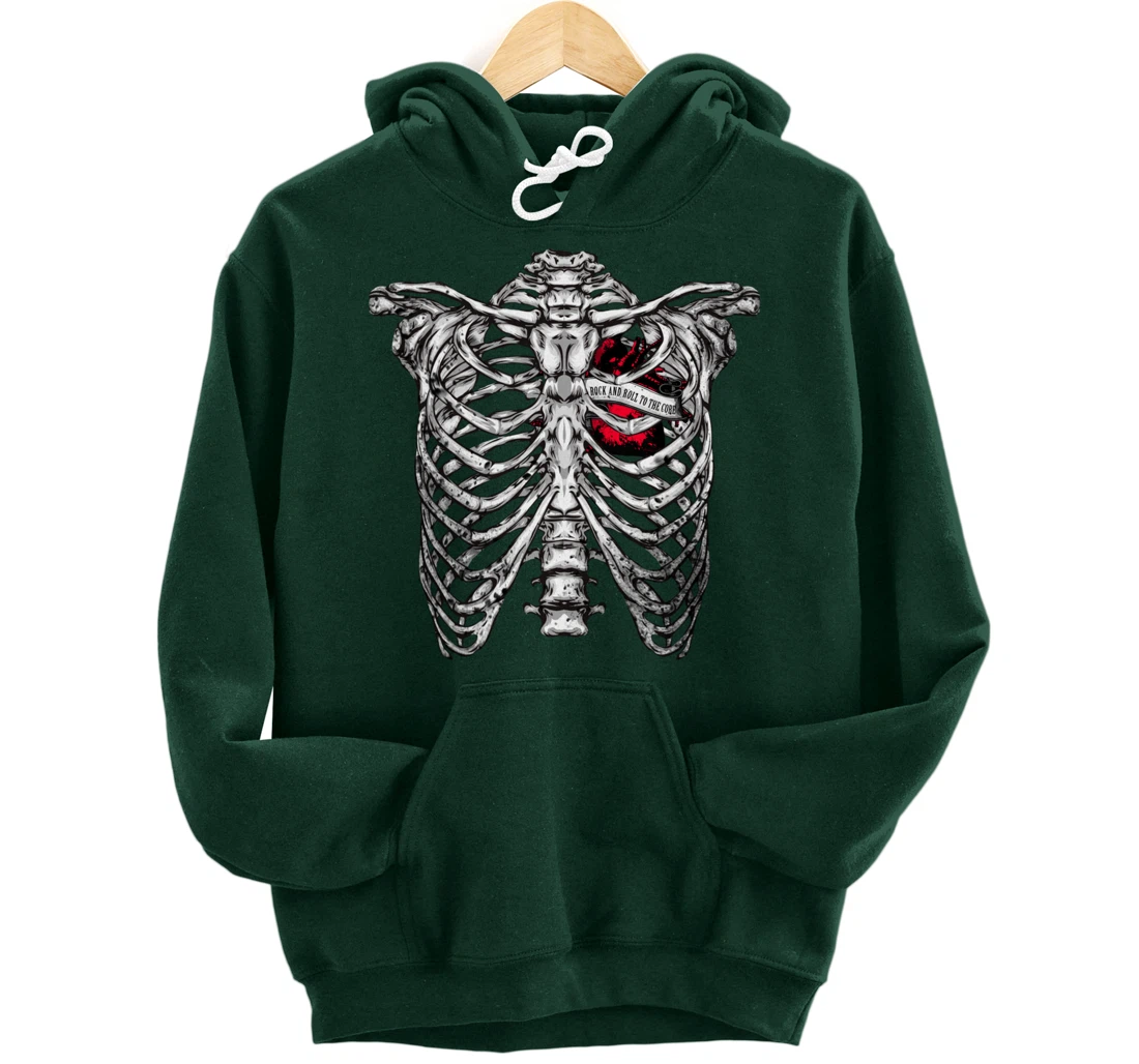 Rock and Roll to the core Saying Rocker Motif Pullover Hoodie