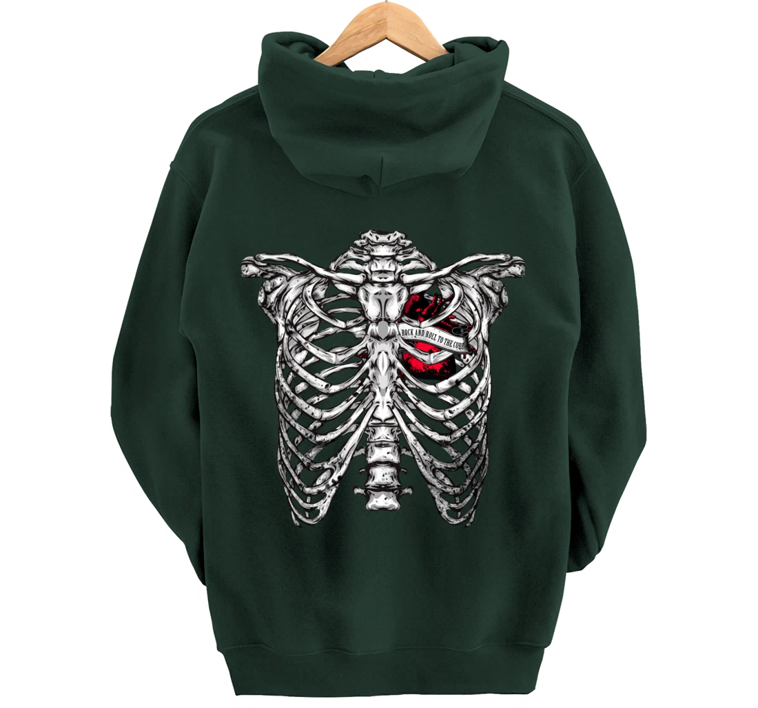 Rock and Roll to the core Saying Rocker Motif Pullover Hoodie