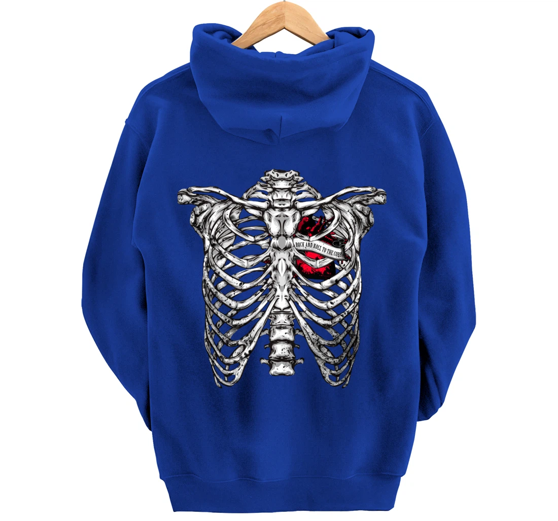 Rock and Roll to the core Saying Rocker Motif Pullover Hoodie
