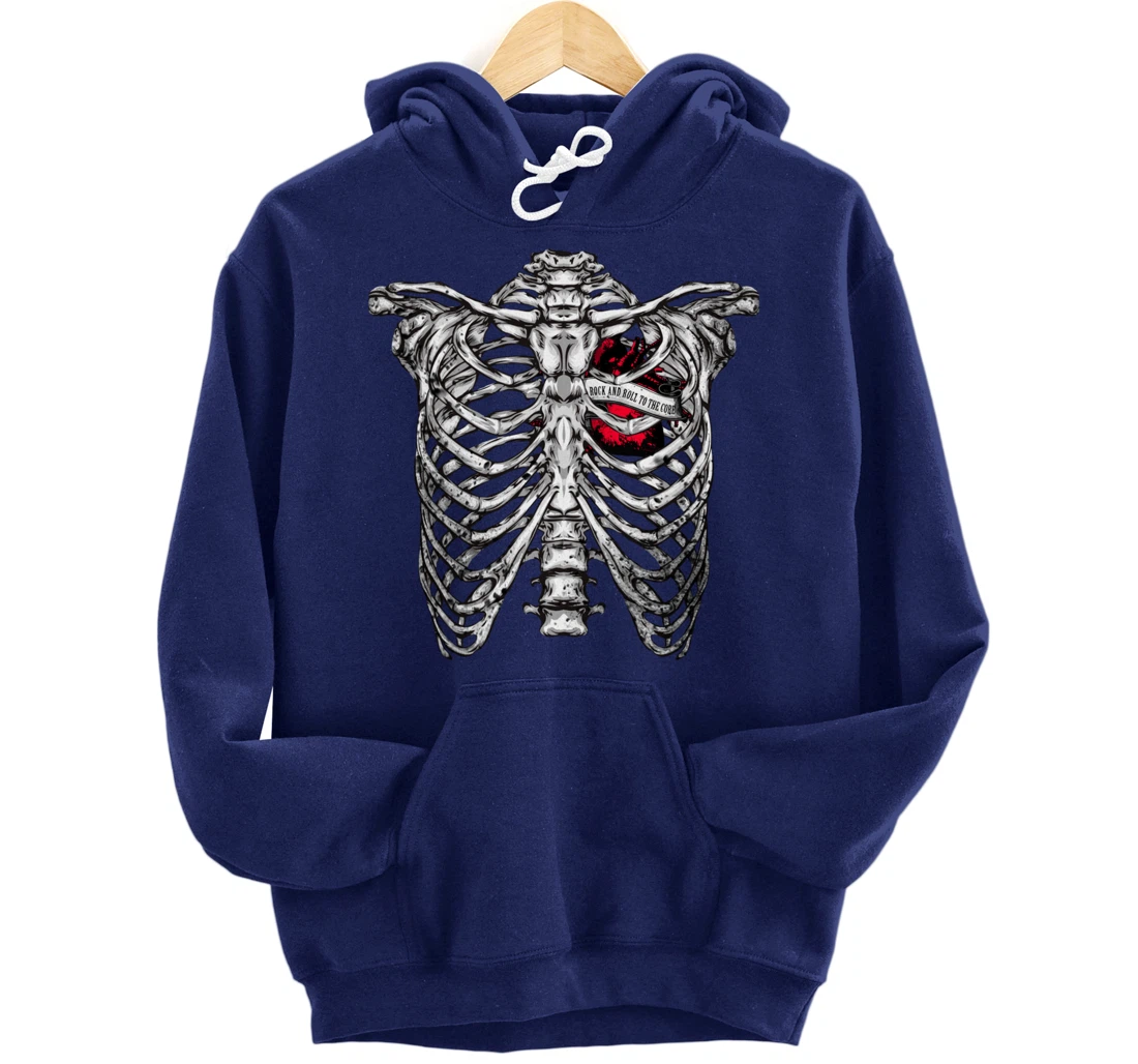Rock and Roll to the core Saying Rocker Motif Pullover Hoodie