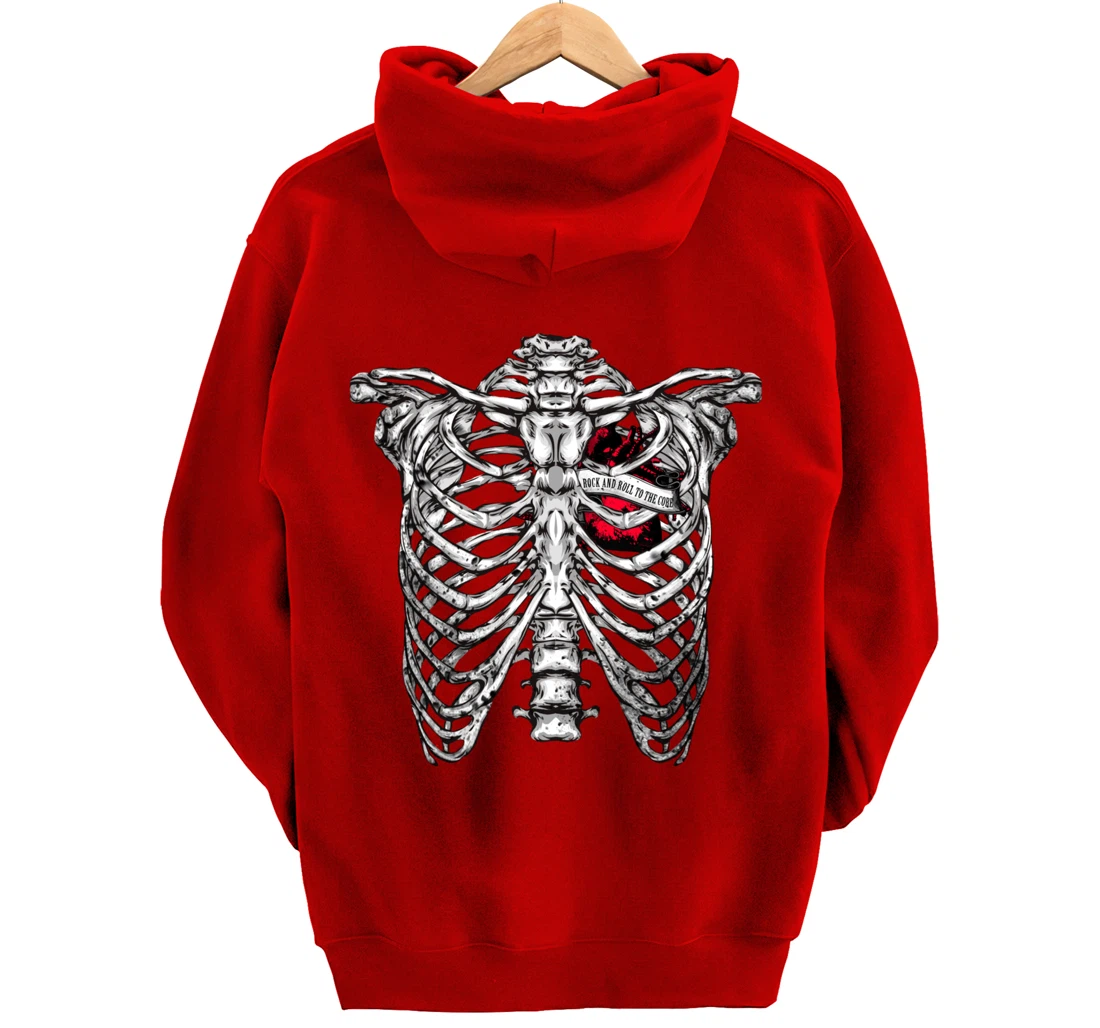 Rock and Roll to the core Saying Rocker Motif Pullover Hoodie