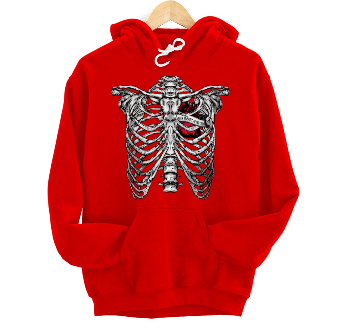 Rock and Roll to the core Saying Rocker Motif Pullover Hoodie