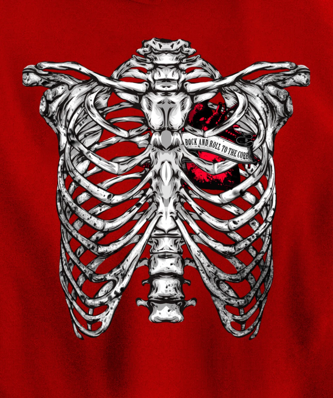 Rock and Roll to the core Saying Rocker Motif Pullover Hoodie