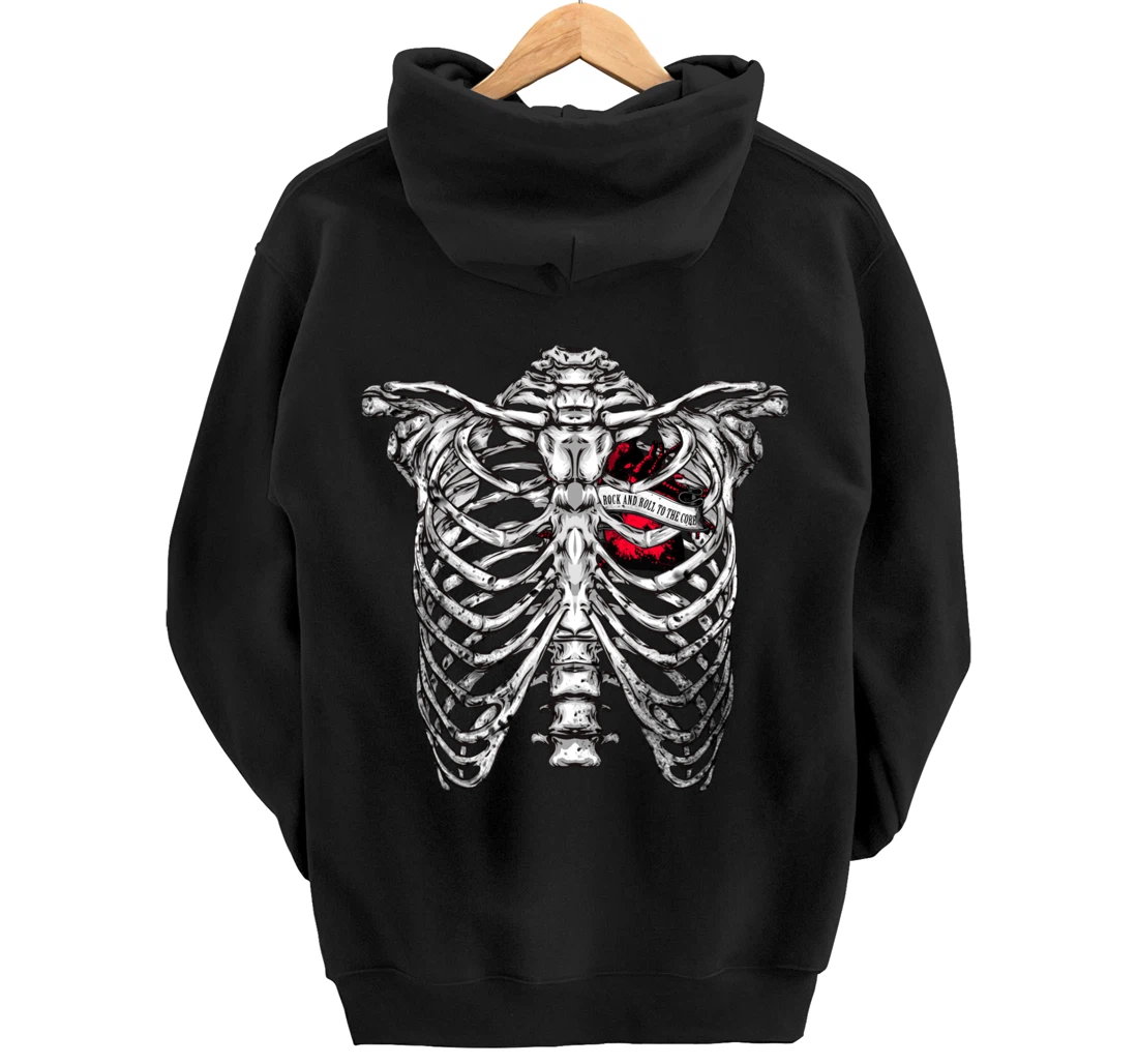 Rock and Roll to the core Saying Rocker Motif Pullover Hoodie