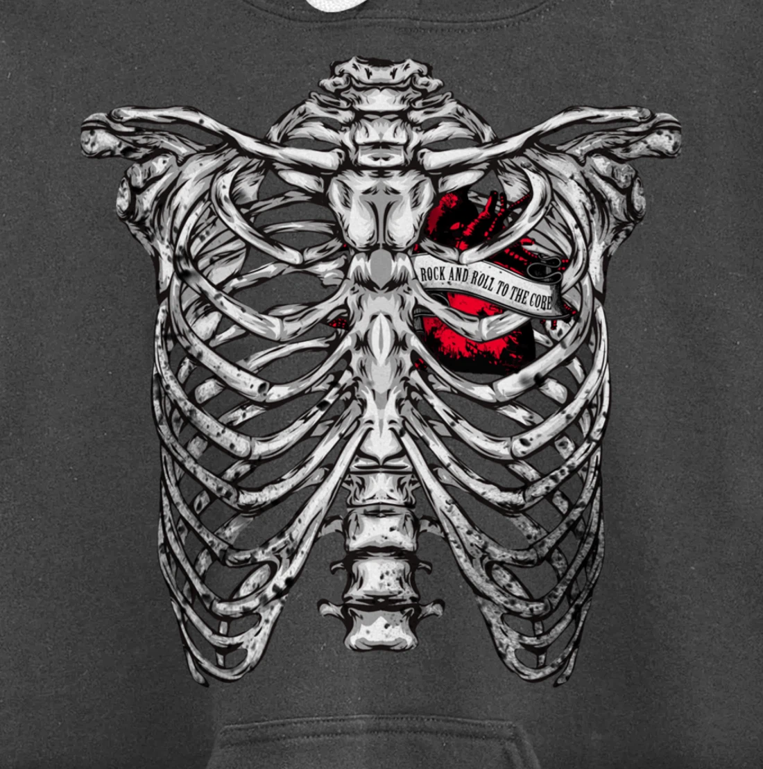 Rock and Roll to the core Saying Rocker Motif Pullover Hoodie