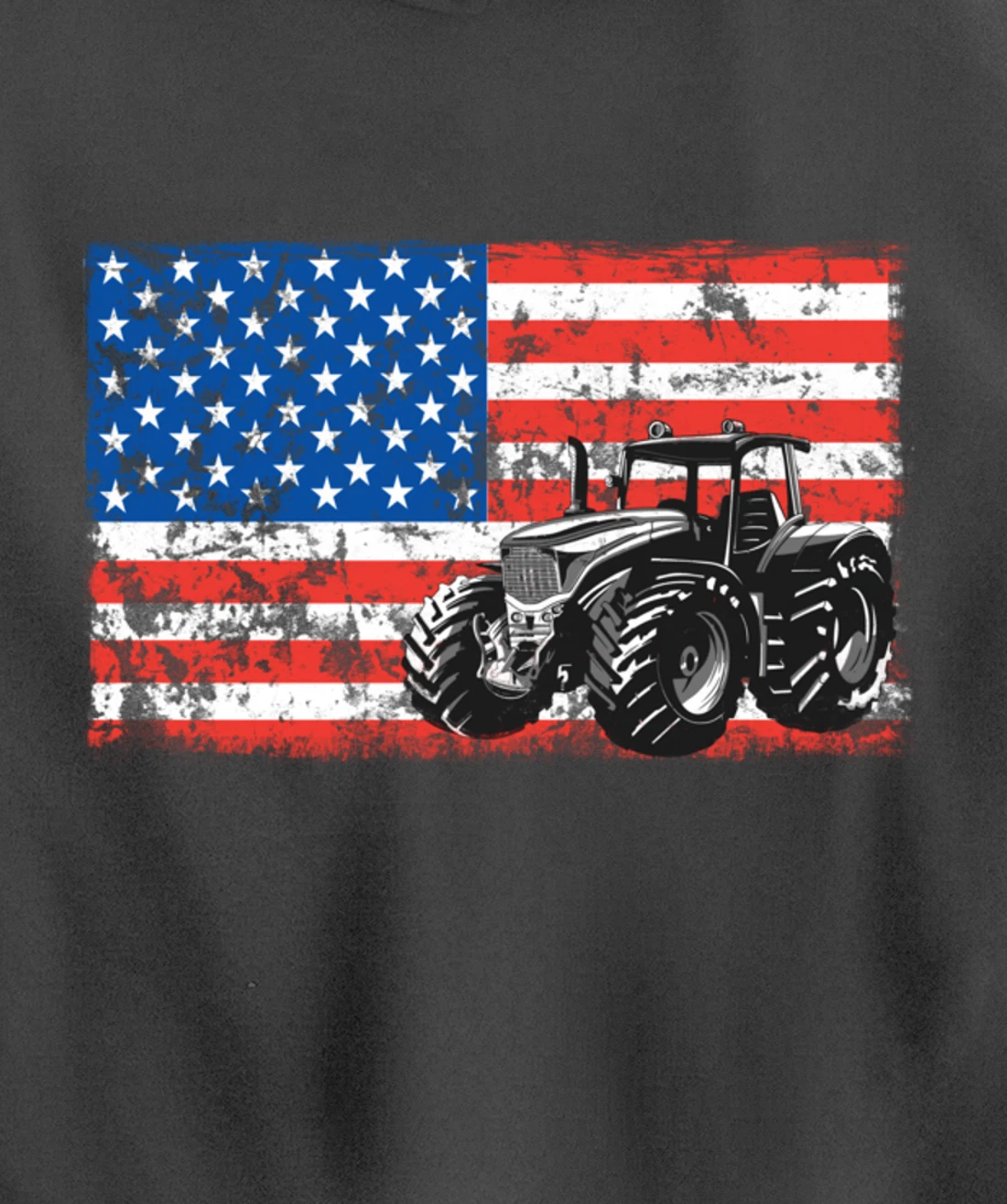 Farm Tractors USA Flag Patriotic Farming Gift Pullover Hoodie