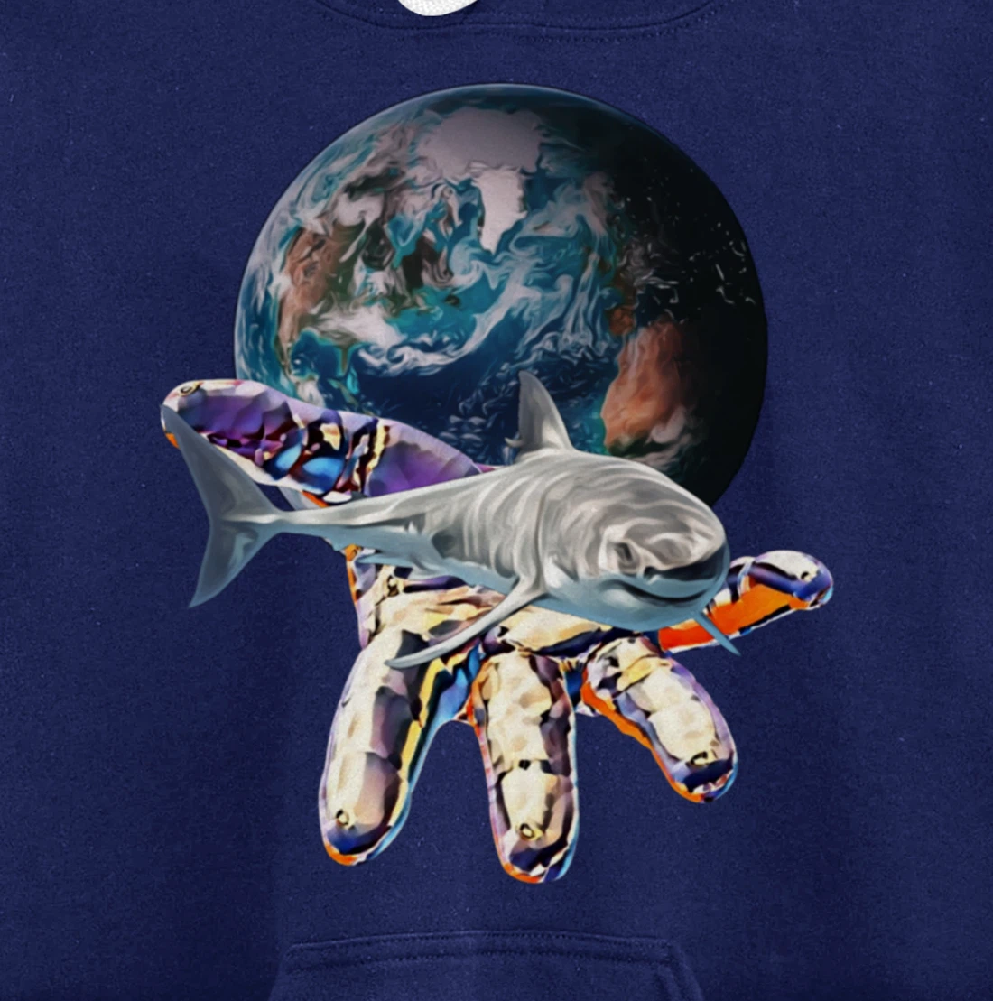 Great White Shark Motif colorful Sharks Predator Shark Pullover Hoodie