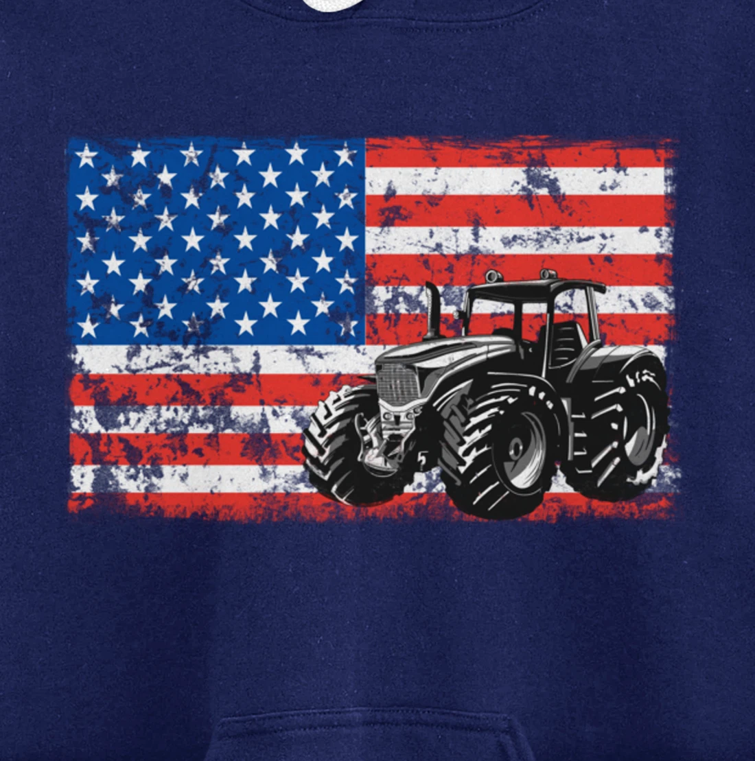 Farm Tractors USA Flag Patriotic Farming Gift Pullover Hoodie