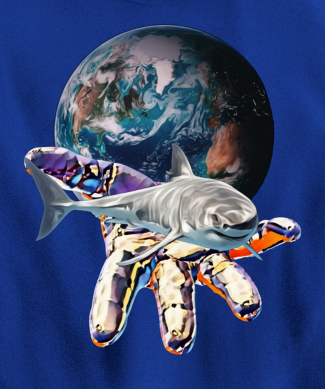 Great White Shark Motif colorful Sharks Predator Shark Pullover Hoodie