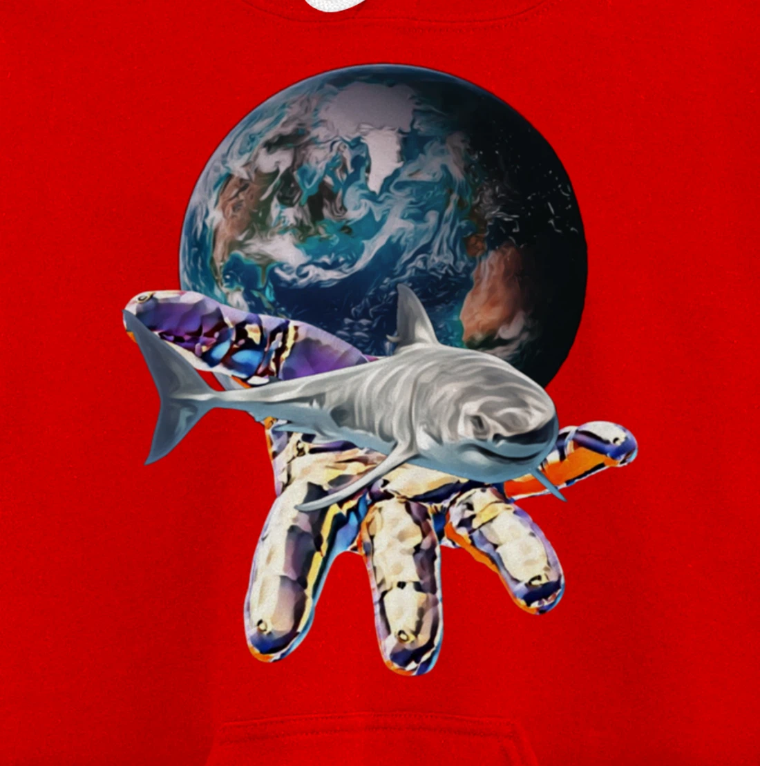 Great White Shark Motif colorful Sharks Predator Shark Pullover Hoodie