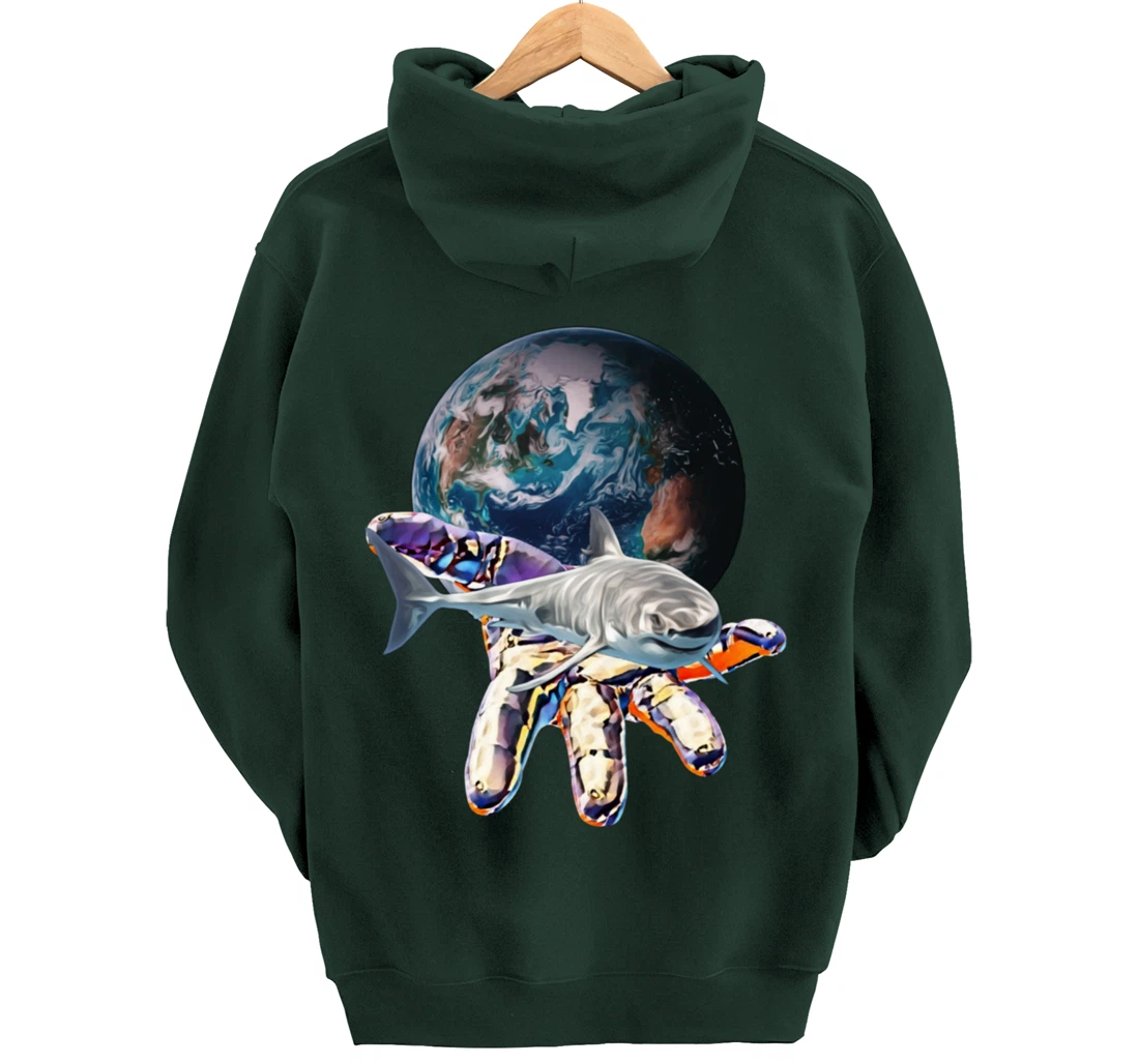 Great White Shark Motif colorful Sharks Predator Shark Pullover Hoodie
