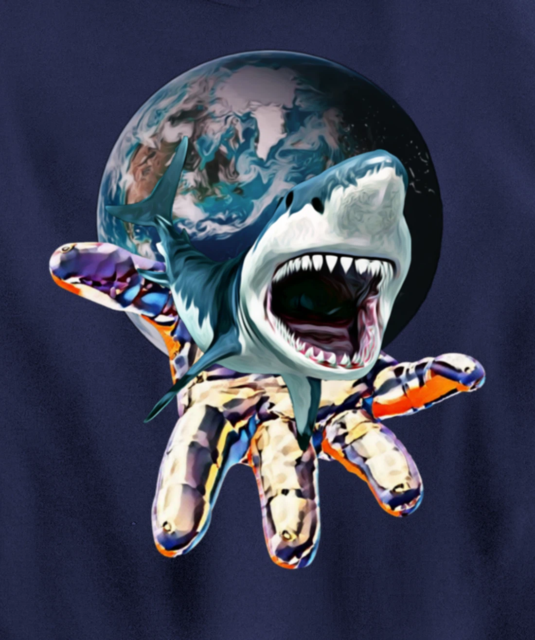 Great White Shark colorful Sharks Predator Shark Pullover Hoodie