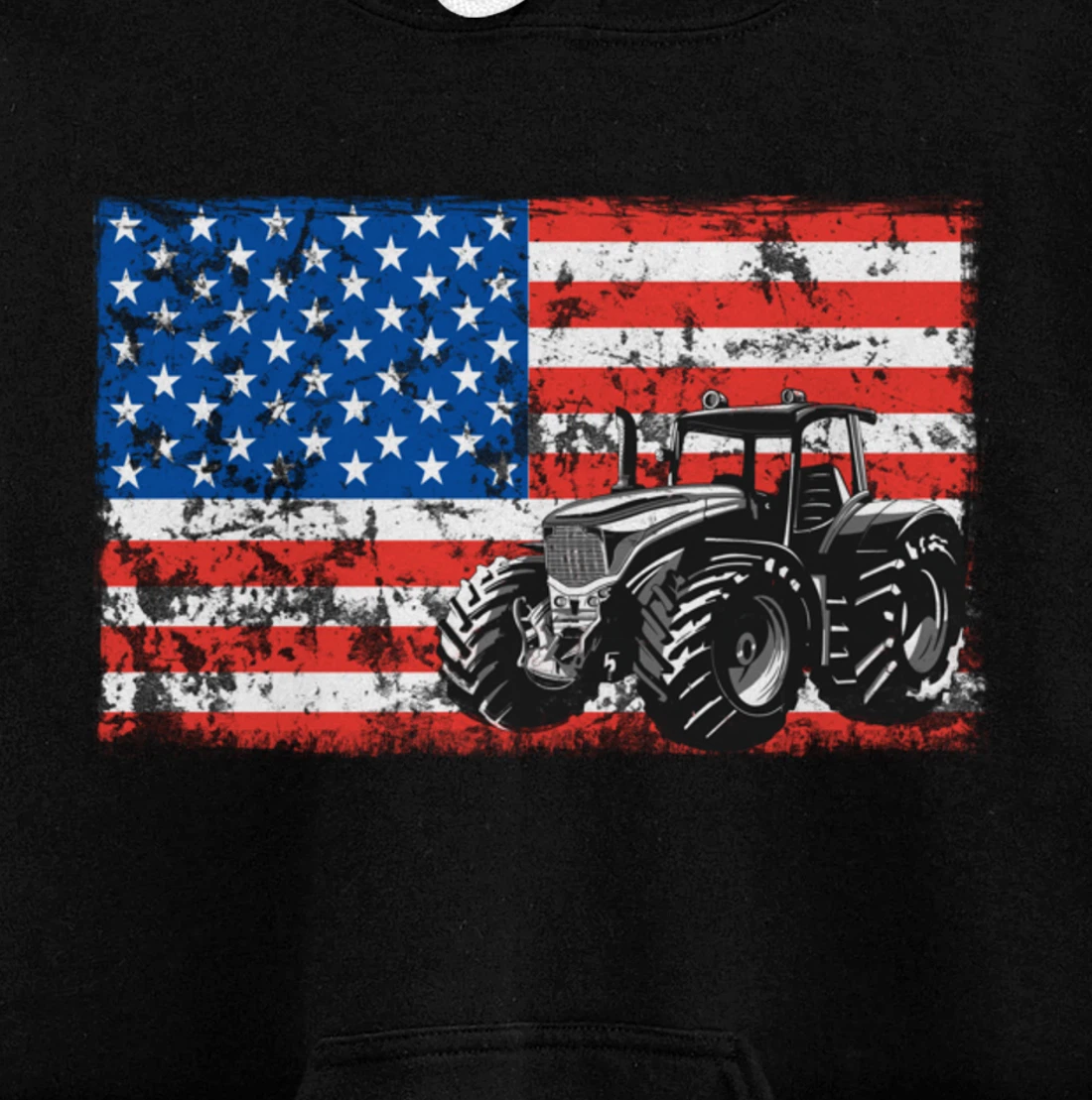 Farm Tractors USA Flag Patriotic Farming Gift Pullover Hoodie