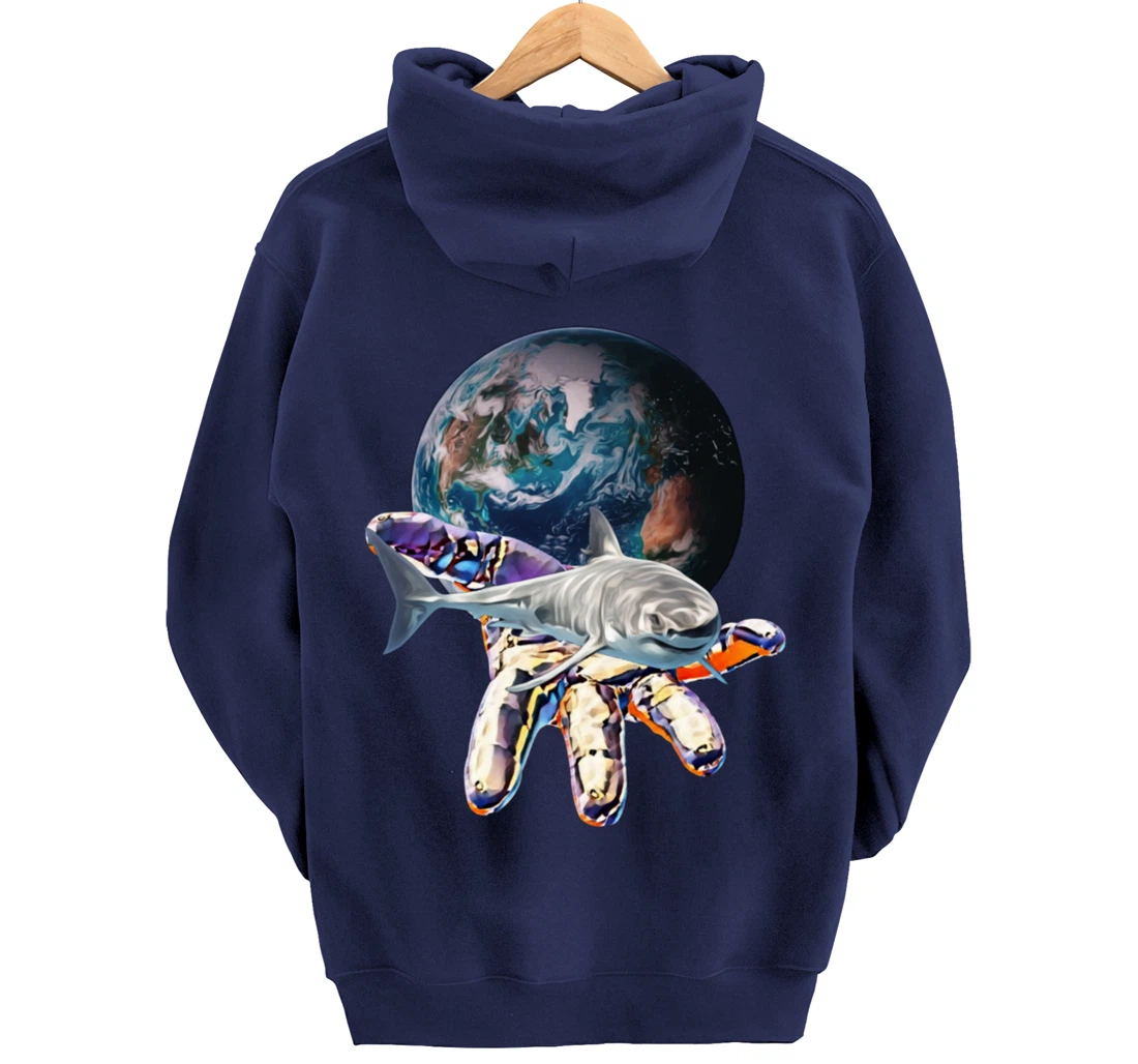 Great White Shark Motif colorful Sharks Predator Shark Pullover Hoodie