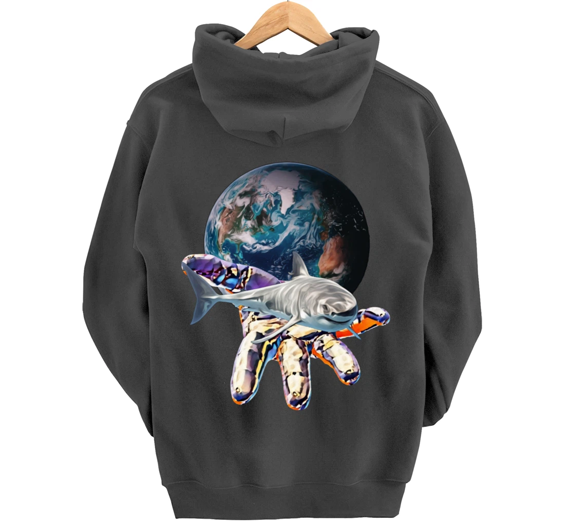Great White Shark Motif colorful Sharks Predator Shark Pullover Hoodie