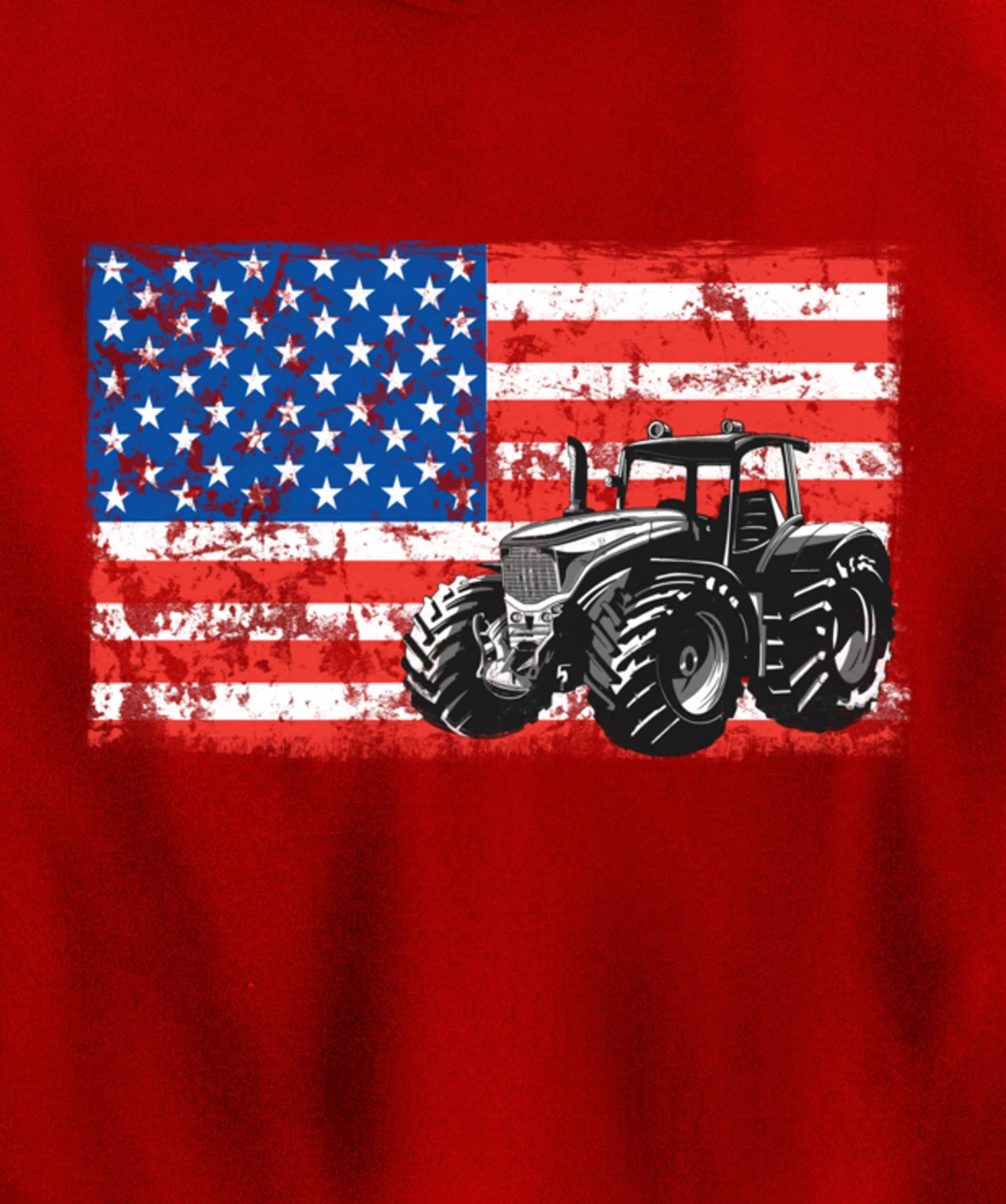 Farm Tractors USA Flag Patriotic Farming Gift Pullover Hoodie
