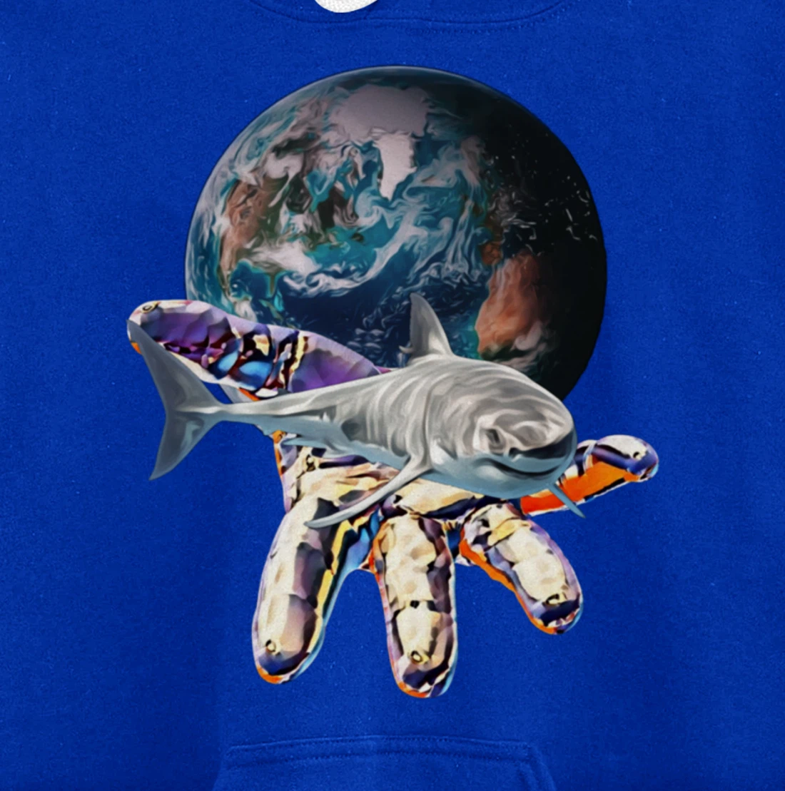 Great White Shark Motif colorful Sharks Predator Shark Pullover Hoodie