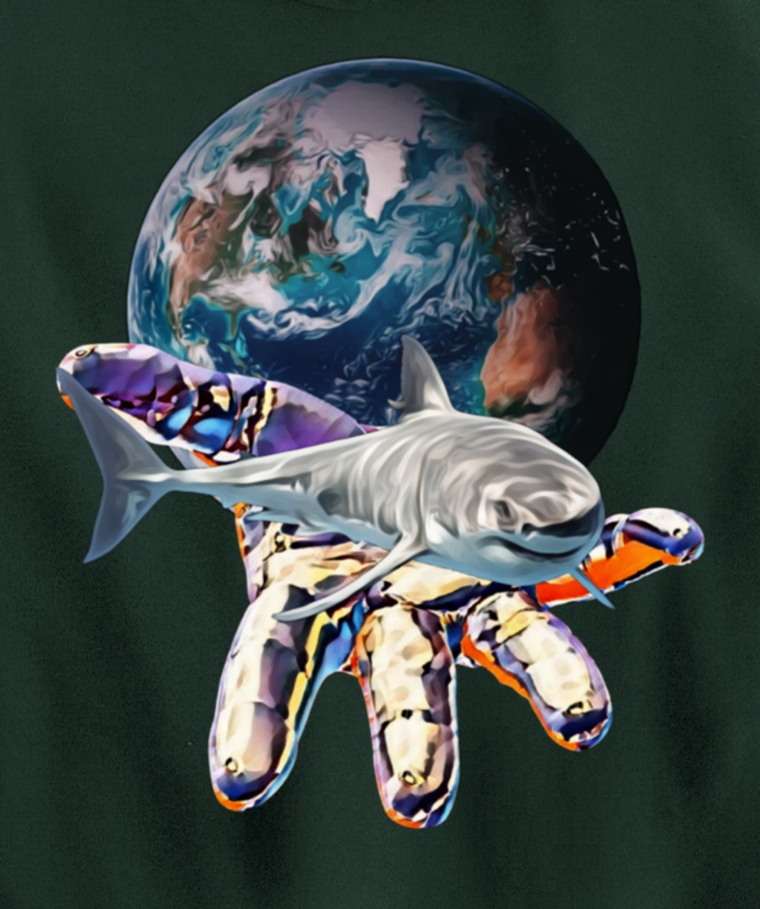 Great White Shark Motif colorful Sharks Predator Shark Pullover Hoodie