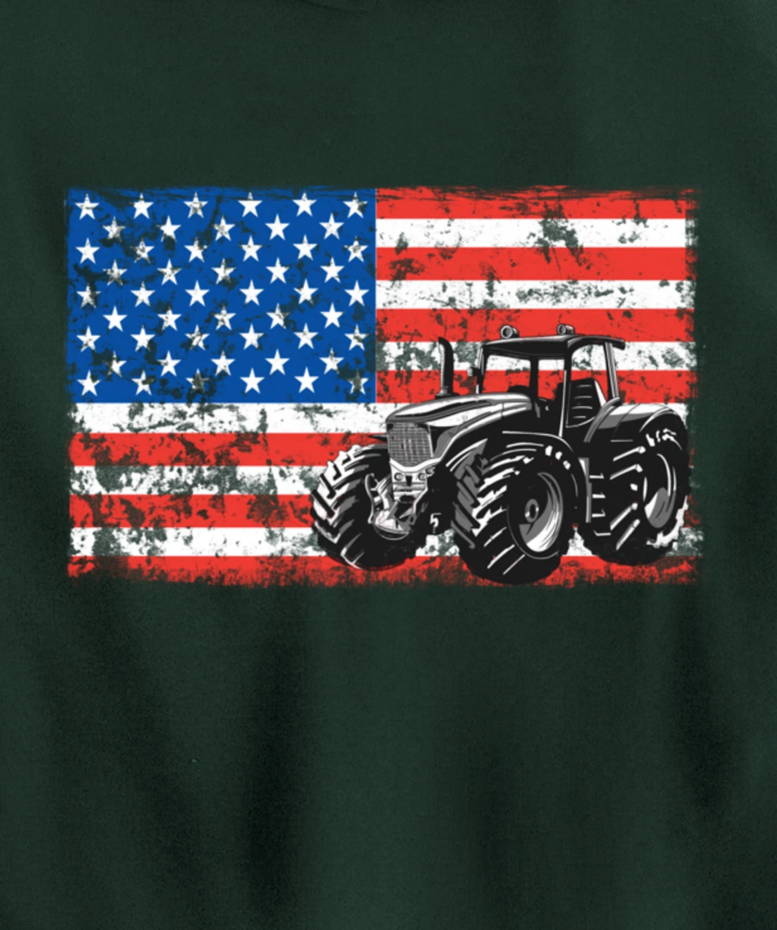 Farm Tractors USA Flag Patriotic Farming Gift Pullover Hoodie