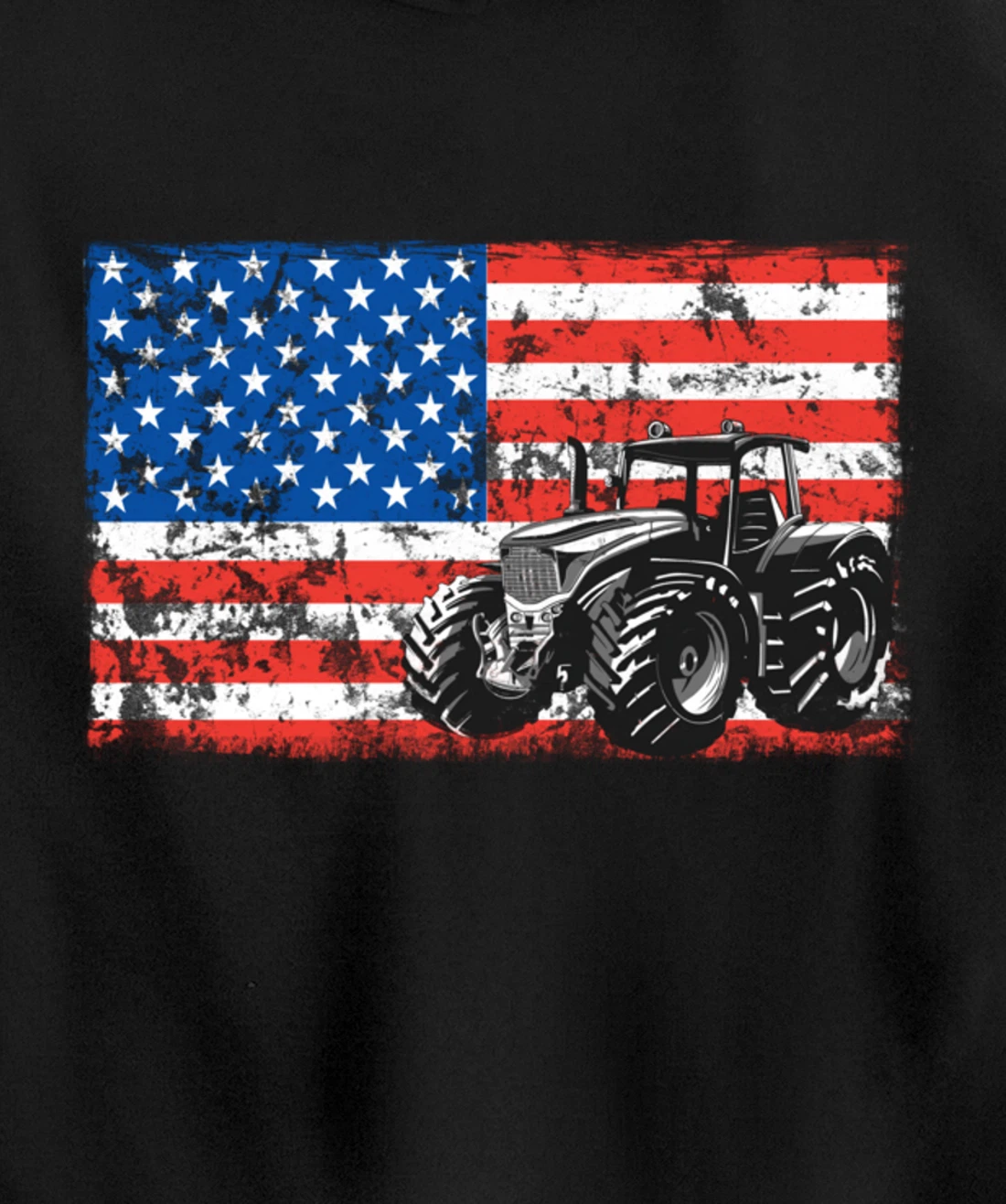 Farm Tractors USA Flag Patriotic Farming Gift Pullover Hoodie