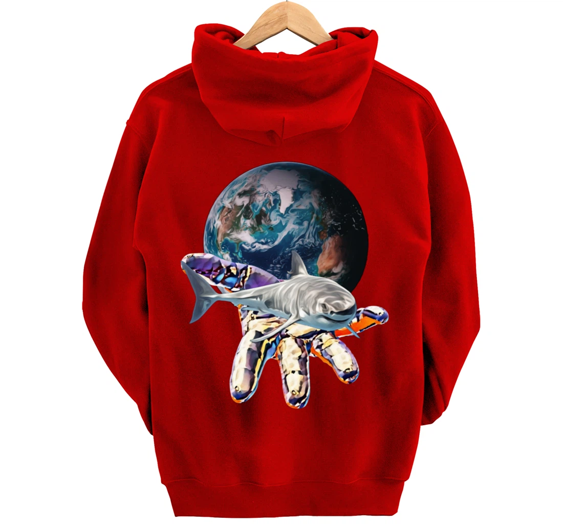 Great White Shark Motif colorful Sharks Predator Shark Pullover Hoodie