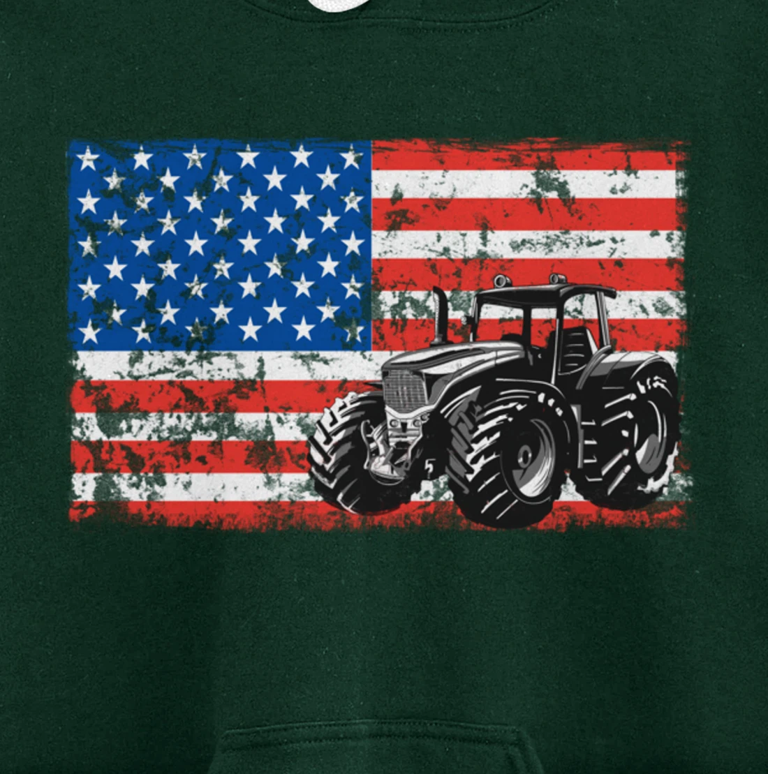 Farm Tractors USA Flag Patriotic Farming Gift Pullover Hoodie