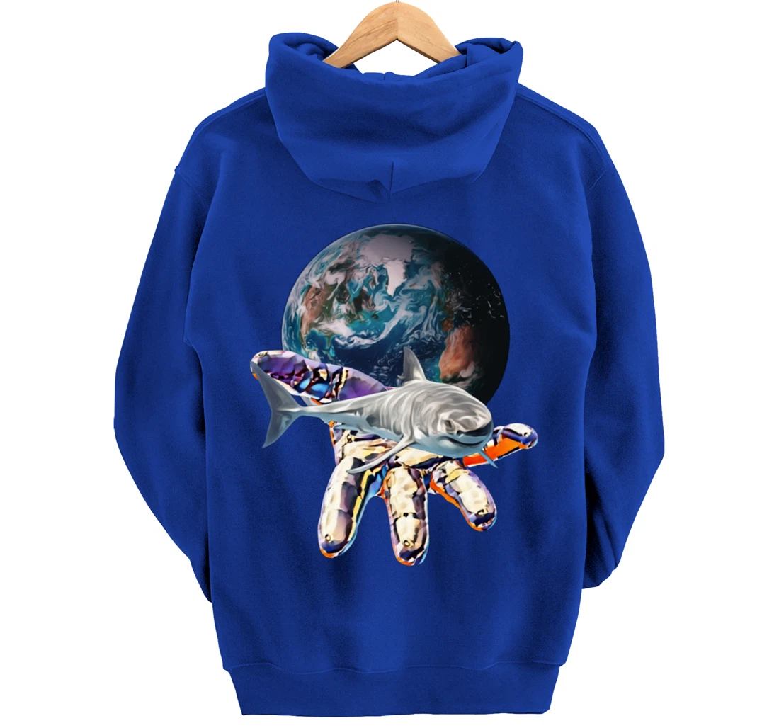 Great White Shark Motif colorful Sharks Predator Shark Pullover Hoodie