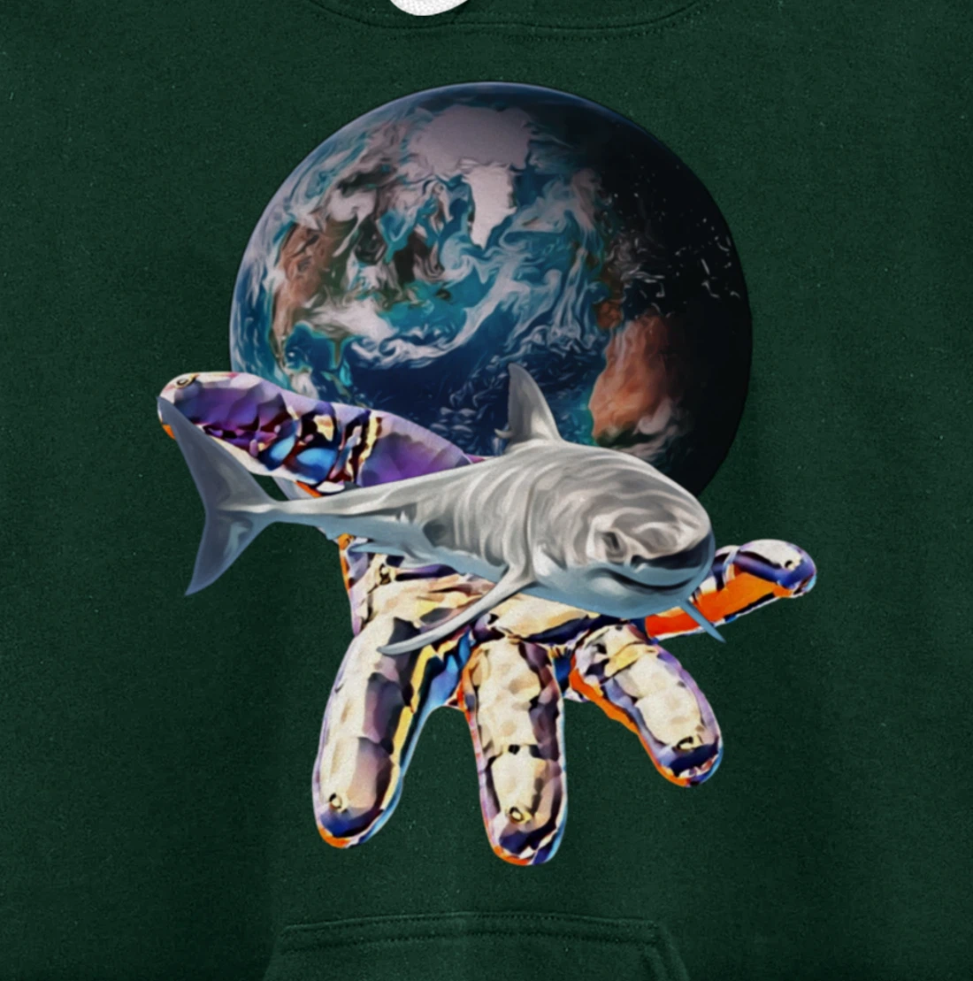 Great White Shark Motif colorful Sharks Predator Shark Pullover Hoodie