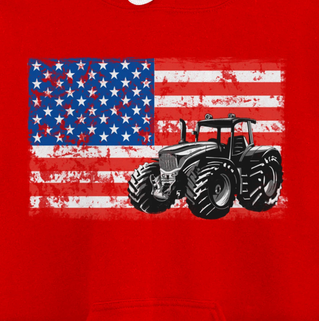 Farm Tractors USA Flag Patriotic Farming Gift Pullover Hoodie