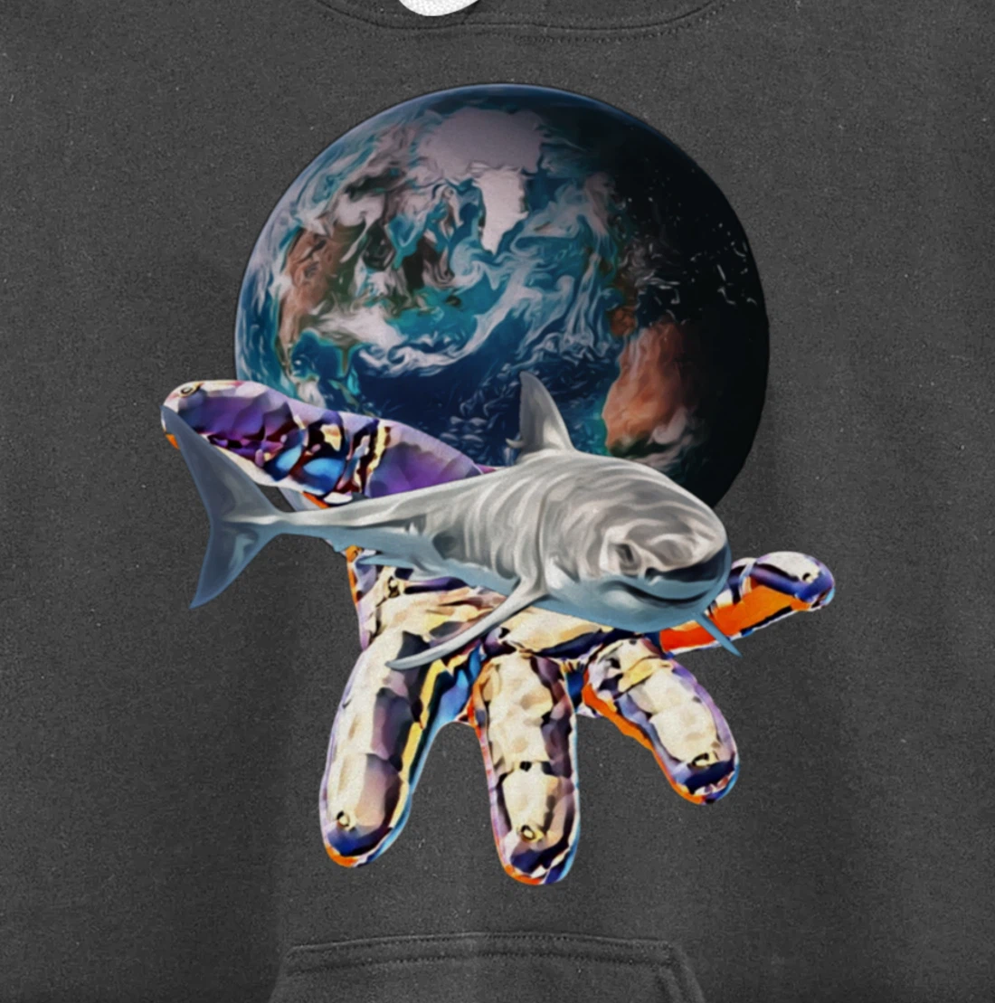 Great White Shark Motif colorful Sharks Predator Shark Pullover Hoodie