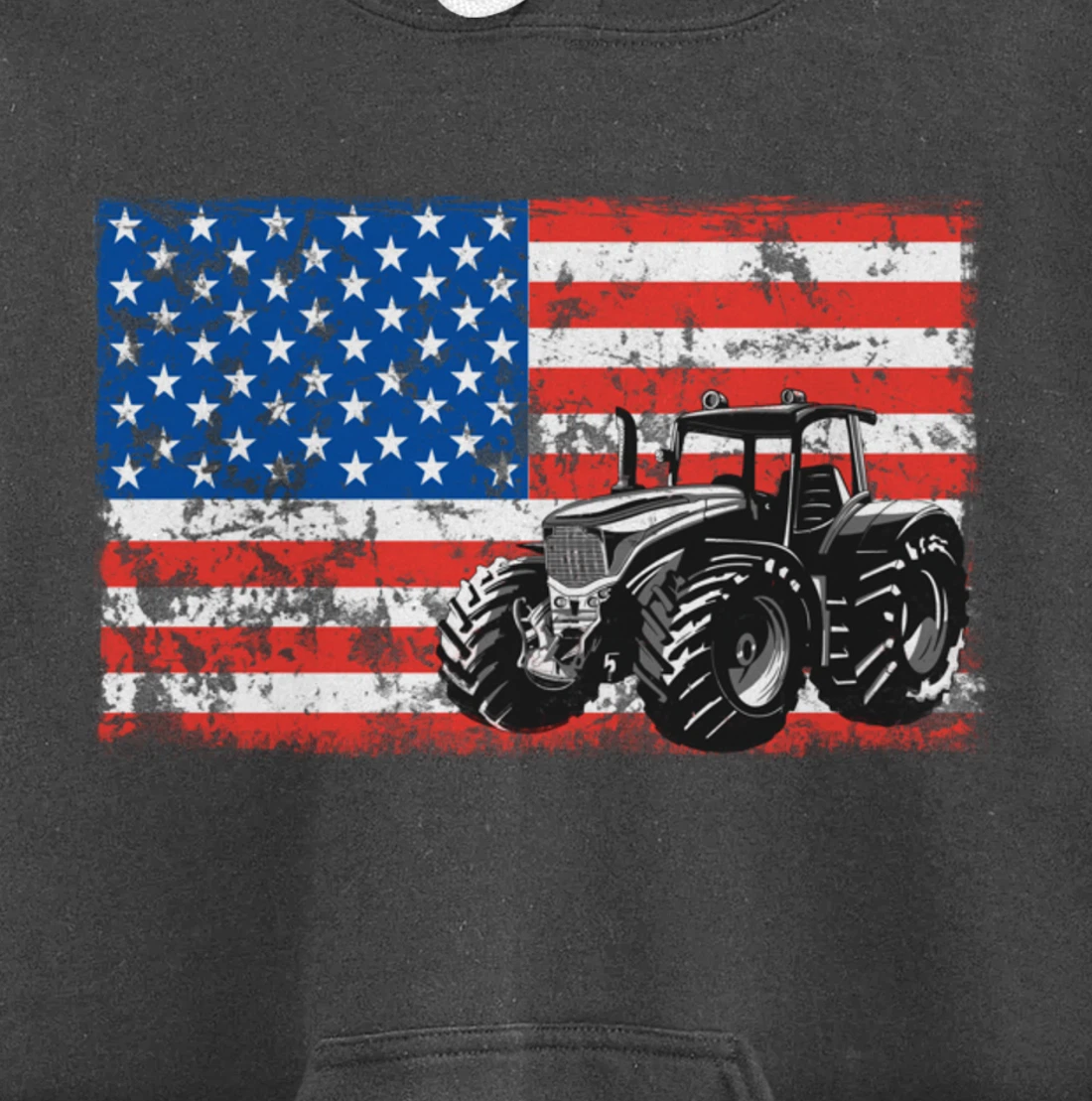 Farm Tractors USA Flag Patriotic Farming Gift Pullover Hoodie