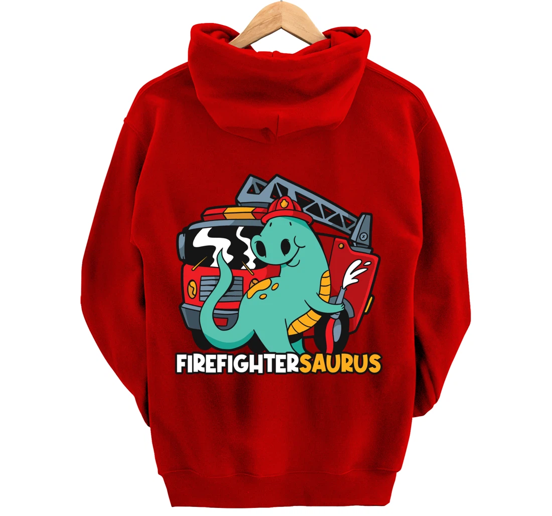Firefightersaurus Dinosaur Firefighter Pullover Hoodie