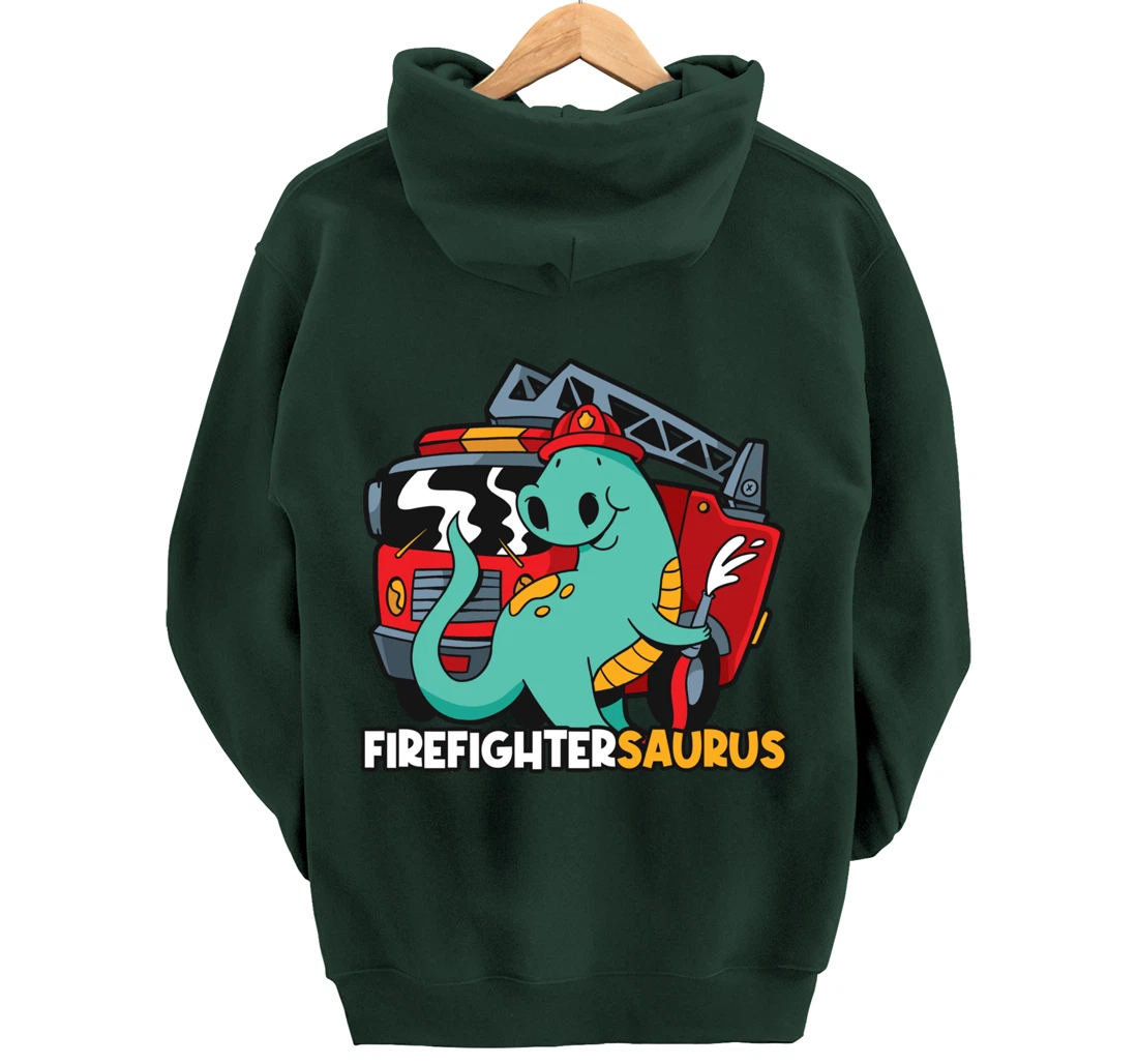 Firefightersaurus Dinosaur Firefighter Pullover Hoodie