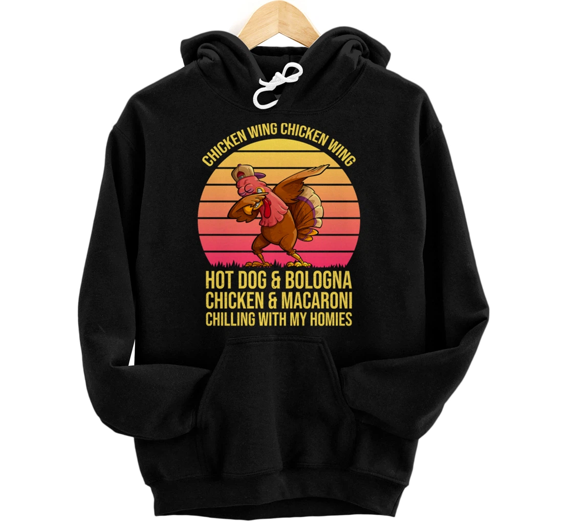 Viral Chicken Wing Chicken Wing Hot Dog Bologna Song Lyric Pullover Hoodie