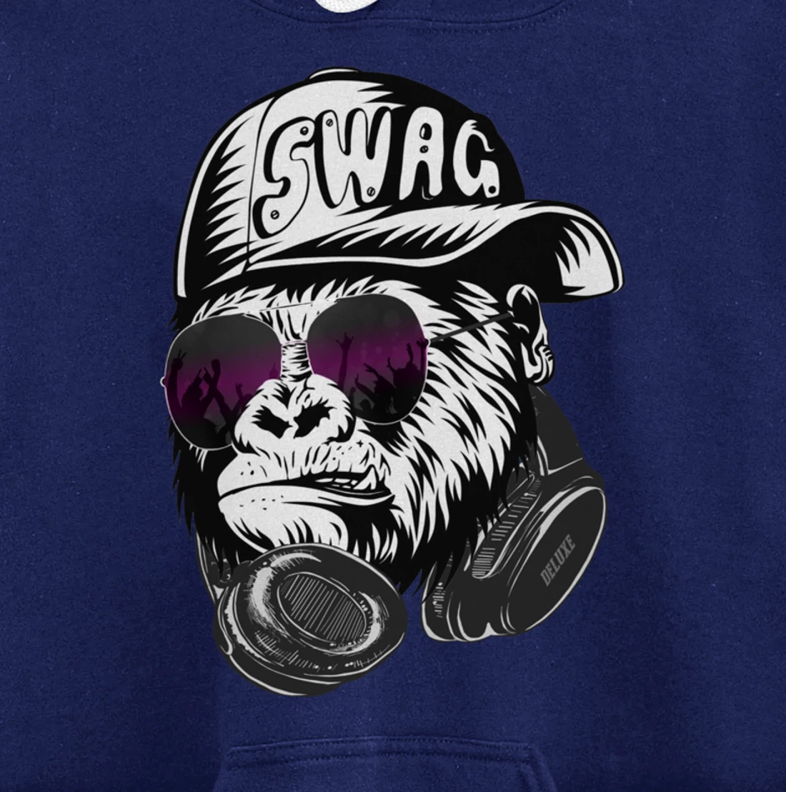 Gorilla, Monkey Deluxe with DJ headphones and sunglasses Pullover Hoodie