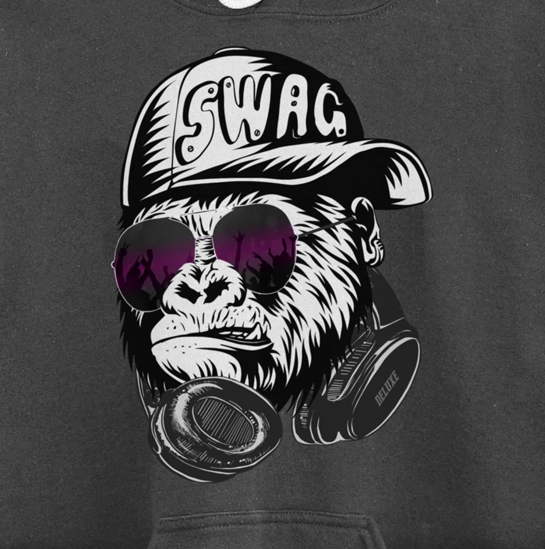 Gorilla, Monkey Deluxe with DJ headphones and sunglasses Pullover Hoodie