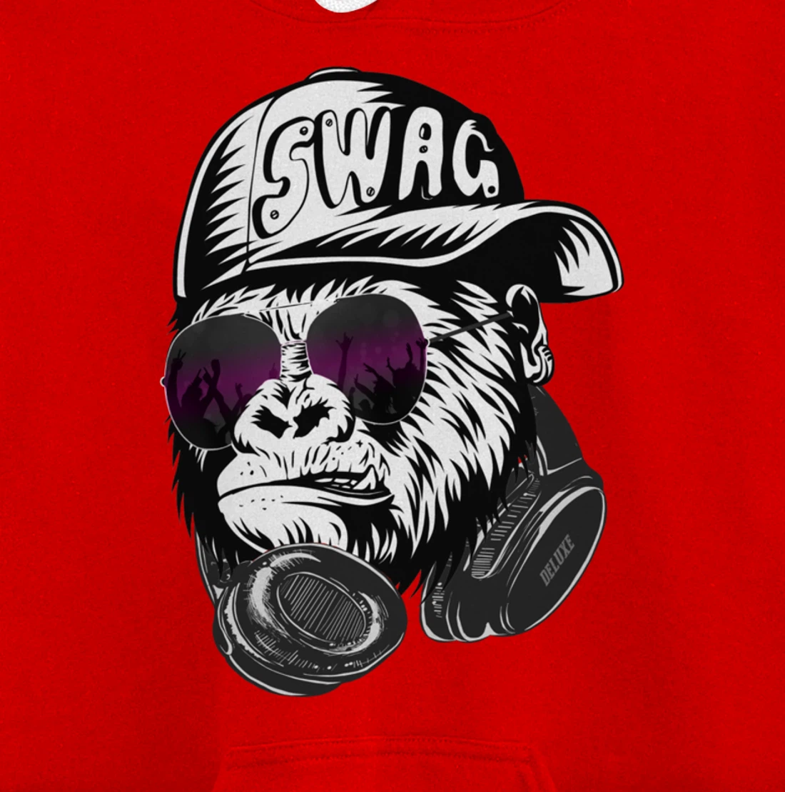 Gorilla, Monkey Deluxe with DJ headphones and sunglasses Pullover Hoodie