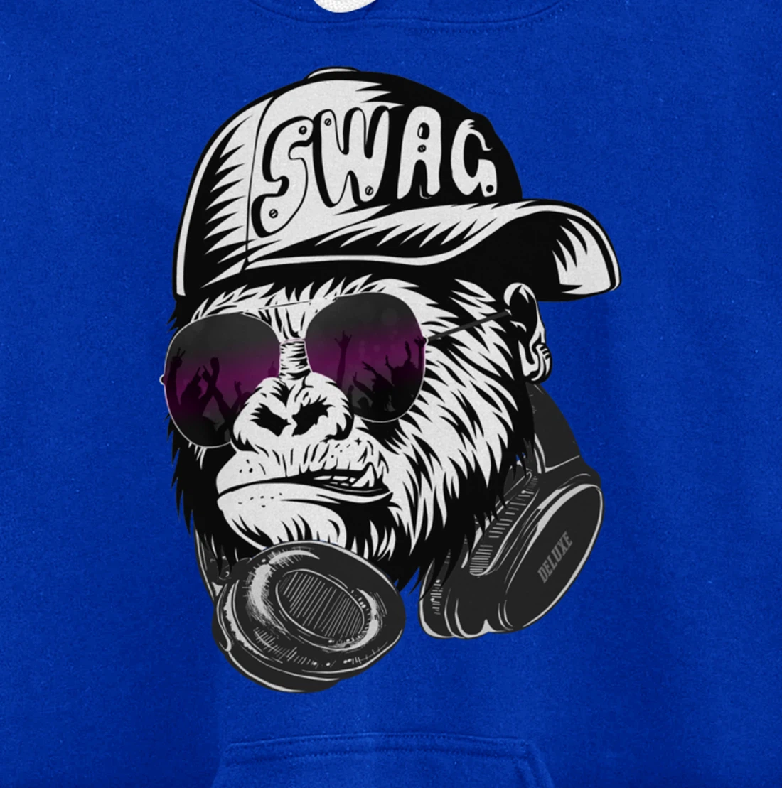 Gorilla, Monkey Deluxe with DJ headphones and sunglasses Pullover Hoodie