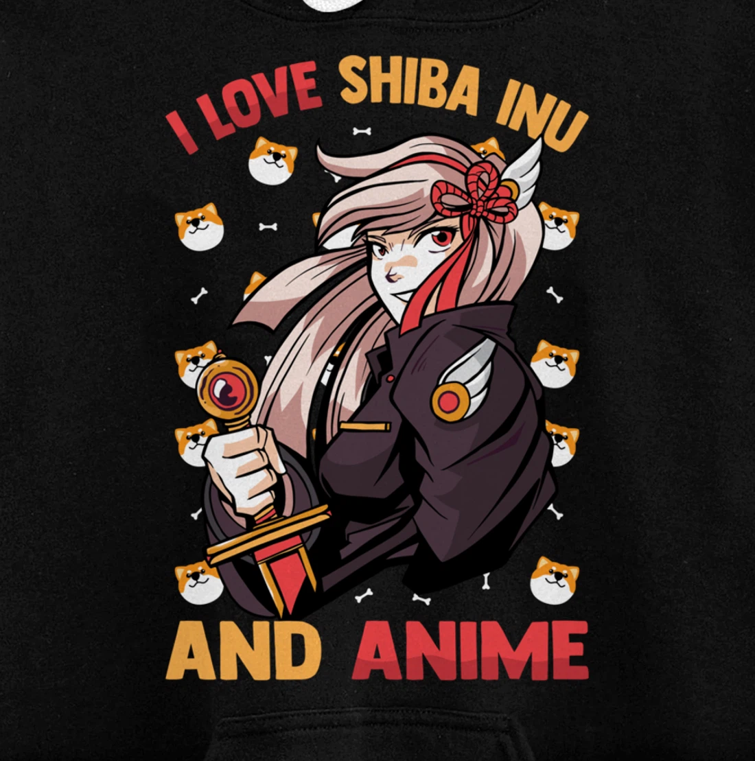 I Love Shiba Inu And Anime - Kawaii Cute - Otaku Girl Pullover Hoodie