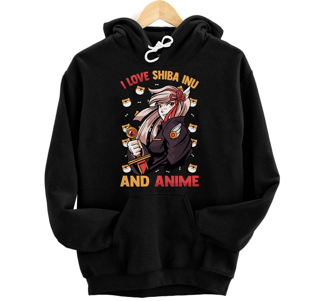 I Love Shiba Inu And Anime - Kawaii Cute - Otaku Girl Pullover Hoodie